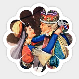 King and Queen Hugging, Very In Love Fantasy Comic Funny Popart Scifi Old Vintage Sticker